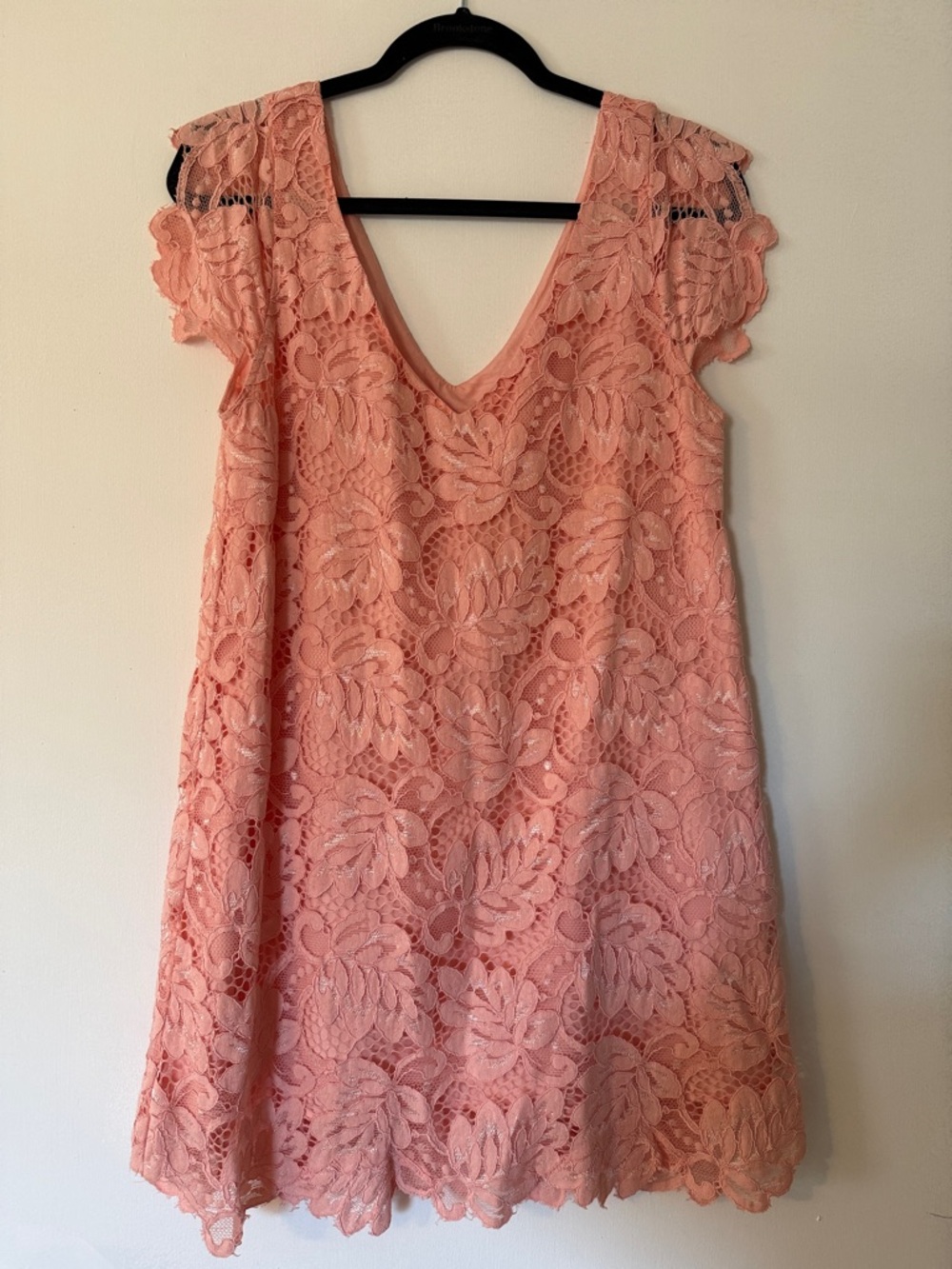 BB Dakota Coral Lace V-Neck Mini Dress
